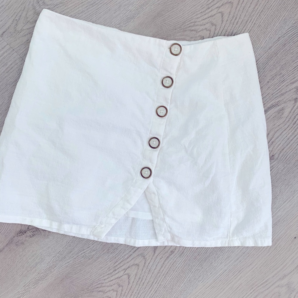 Element asymmetric white cotton skirt